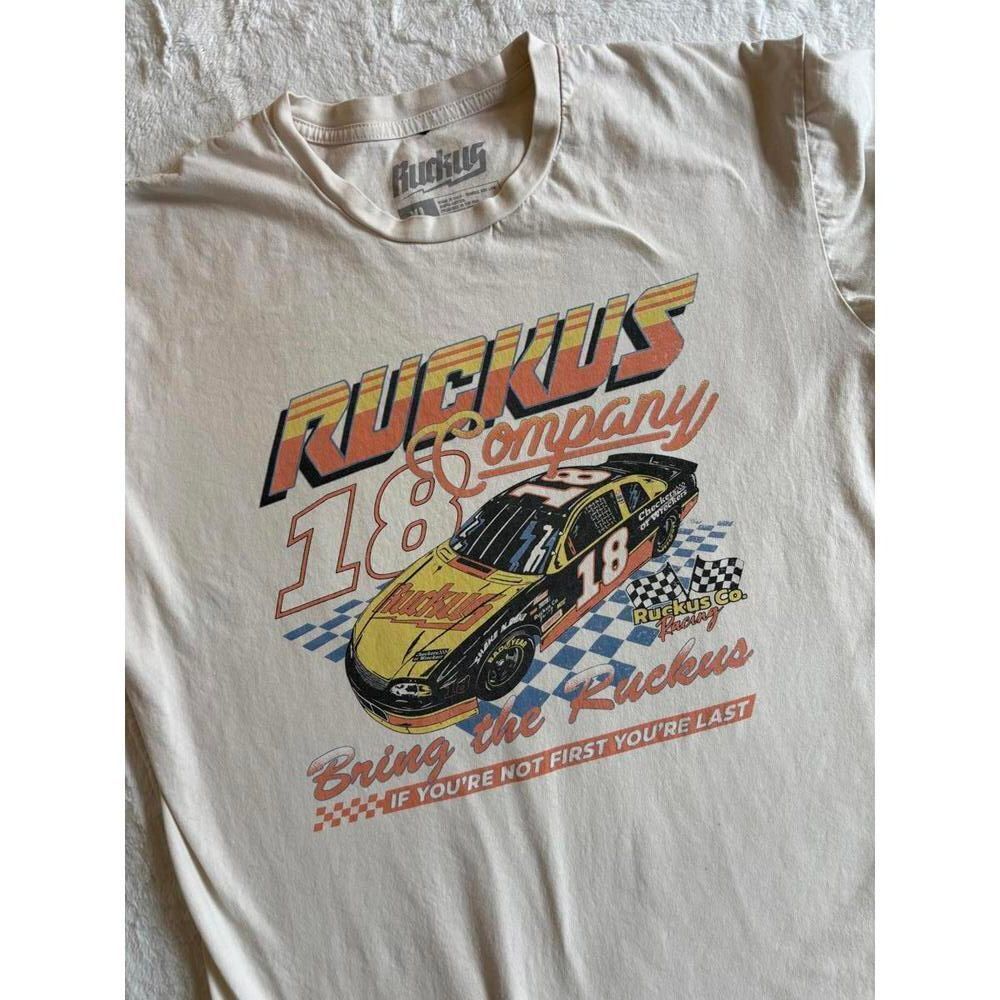 Ruckus Racing NASCAR Graphic Tee XL | Vintage Style 18 Car | Made in USA
